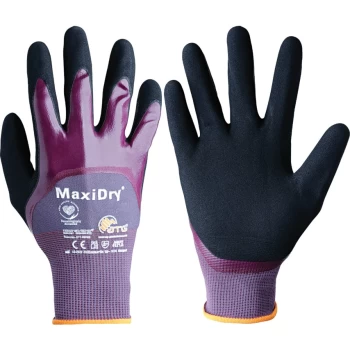 Image of 56-425 MaxiDry GP Palm-side Coated Black/Purple Gloves - Size 8
