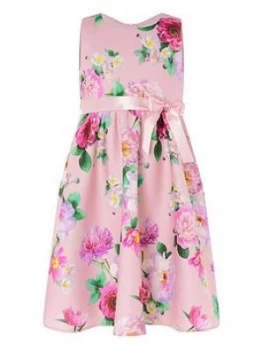Image of Monsoon Girls Floral Sleeveless Scuba Dress - Pink, Size 4 Years, Women