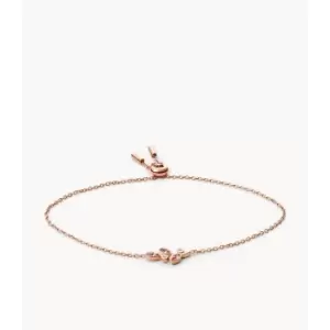 Image of Fossil Womens Georgia Pink Blooms Vintage Rose Stainless Steel Chain Bracelet - Rose Gold