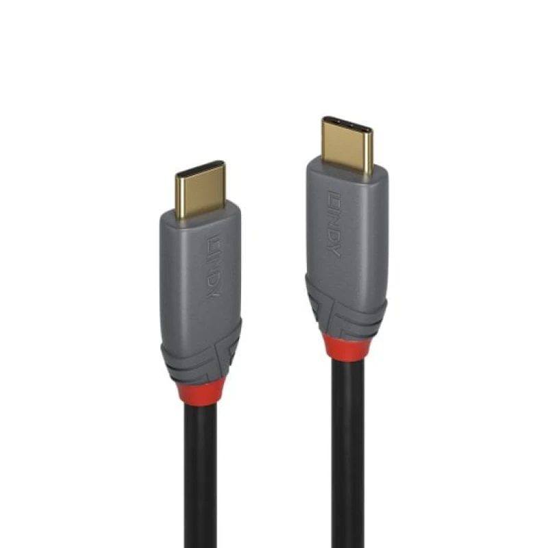 Image of Lindy 5m USB 3.2 Type C to C Cable. 10Gbps. 100W PD. Anthra Line