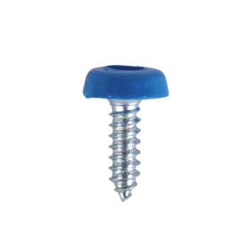 Image of SEALEY PTNP4 Number Plate Screw Plastic Enclosed Head 4.8 x 18mm Blue Pack x50