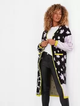 Image of Joe Browns Print Block Longline Cardigan -black, Black Size M Women