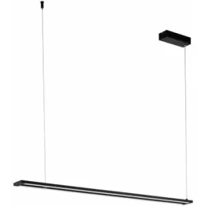 Image of Pendant Ceiling Light Height Adjust Colour Black Shade White Plastic LED 27W Inc