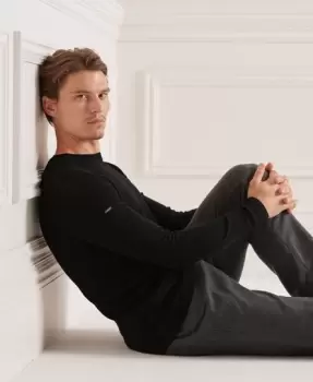 Image of Superdry Mens Studios Merino Crew Jumper Black / Nightwatch Black - Size: S