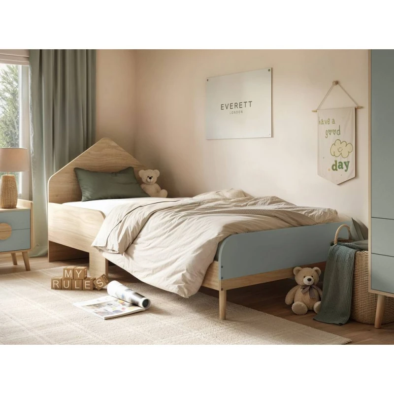 Image of Flair Noah Single Bed Oak in Green Green Unisex Single