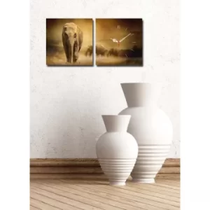 Image of 2P2828CS-19 Multicolor Decorative Canvas Wall Clock (2 Pieces)