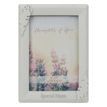 Image of 4" x 6" - Thoughts of You Feather Frame with Crystals - Mum