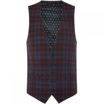 Image of Label Lab Mojito Skinny Fit Tartan Checked Suit Waistcoat - Blue