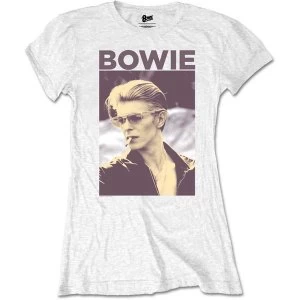 Image of David Bowie - Smoking Womens Medium T-Shirt - White