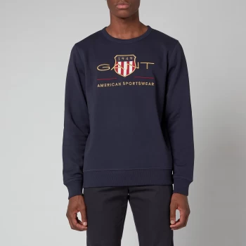 Image of GANT Mens Archive Shield Sweatshirt - Evening Blue - M