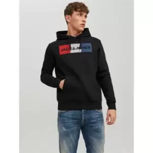 Image of Jack and Jones Corp Logo Hood Sweat - Black
