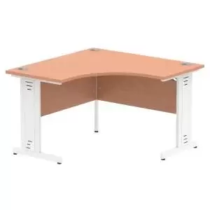 Image of Impulse 1200 Corner Desk White Cable Managed Leg Desk Beech