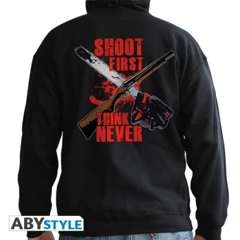 Image of Ash Vs Evil Dead - Shoot First, Think Never Man Mens Medium Hoodie - Black