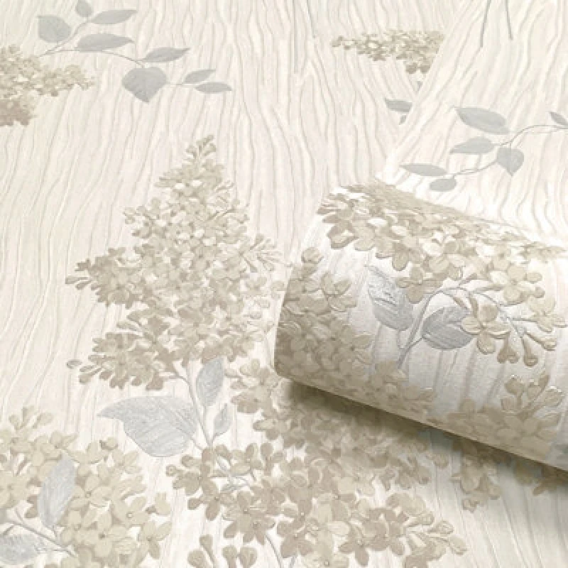 Image of Belgravia Tiffany Fiore Heavyweight Textured Vinyl Floral Wallpaper Natural 41311