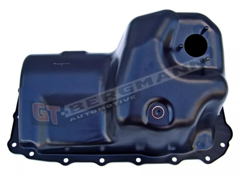 Image of GT-BERGMANN GT53-015 Oil Sump with bore for oil-level sensor, Sheet Steel, with oil drain plug Oil Pan (592)
