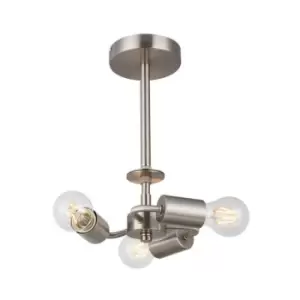 Image of Baymont Nickel satin ceiling lamp 3 bulbs 33cm