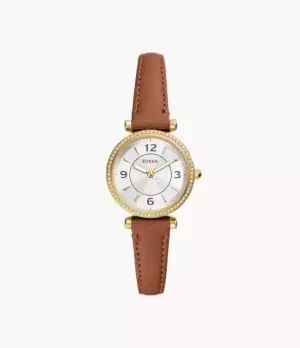 Image of Fossil Women Carlie Three-Hand Medium Brown LiteHide Leather Watch