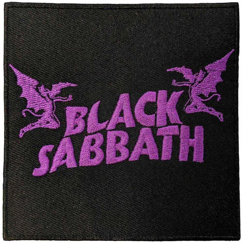 Image of Black Sabbath Black Sabbath Wavy Logo and Daemons Woven Patch in Black One Size Unisex 5056561098746