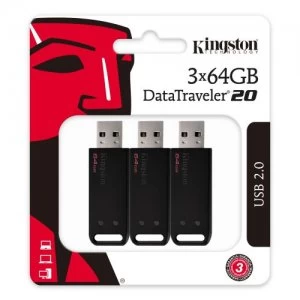 Image of 64GB USB 2.0 DataTraveler 20 FD 3 Pack