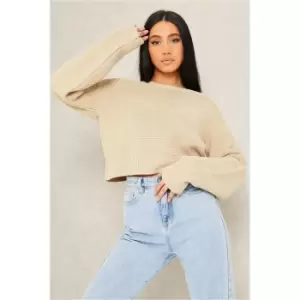 Image of I Saw It First Stone Basic Knitted Cropped Top - Brown