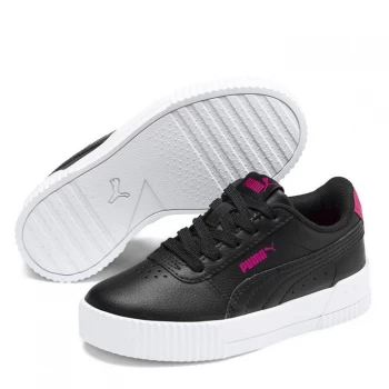 Image of Puma Carina Leather Trainers Junior Girls - Black/Pink