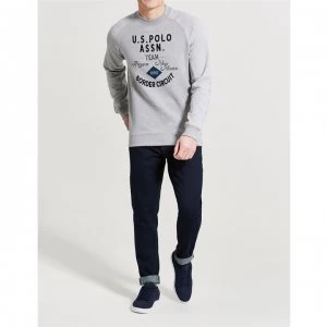 Image of US Polo Assn Textured Sleeve Crew Sweatshirt - Vintage Grey