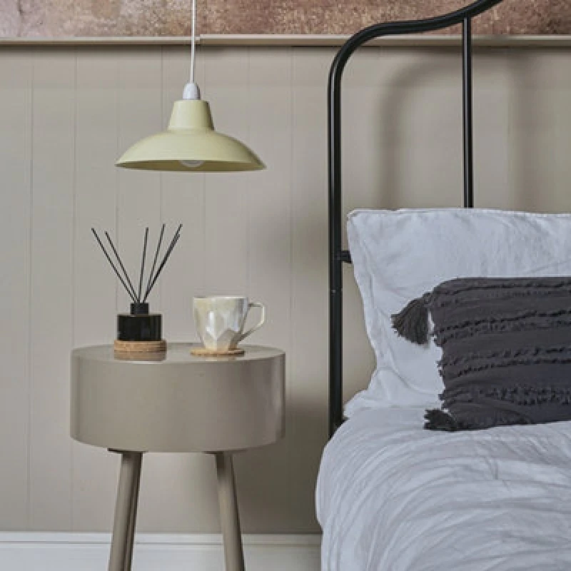 Image of ValueLights Civic Metal Cream Ceiling Pendant Shade with LED Bulb Cream