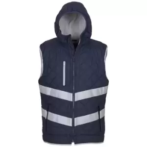 Image of Yoko Womens/Ladies Kensington Hi-Vis Hooded Gilet (XXL) (Navy)