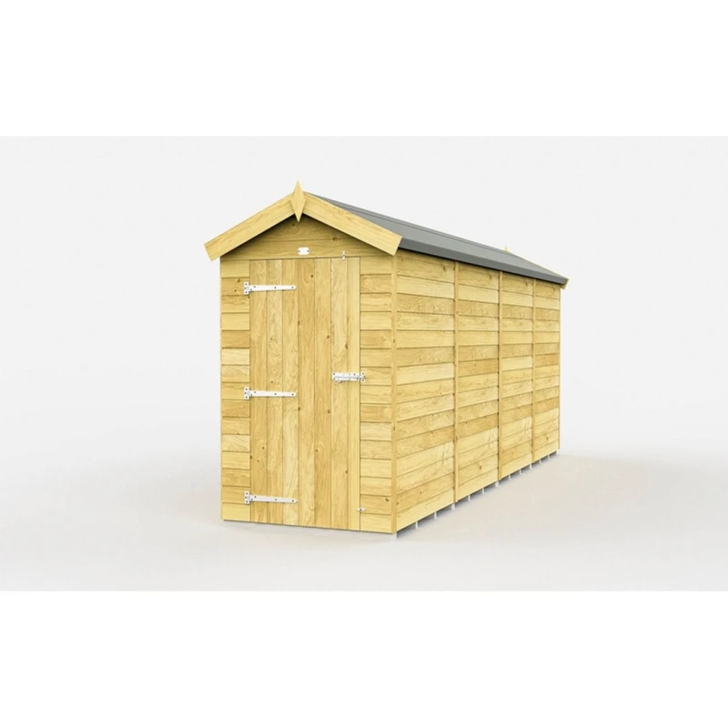Image of Buttercup Farm 4 x 15 Feet Apex Shed - Single Door W/O Window - L454 x W118 x H217cm in Brown Brown Unisex