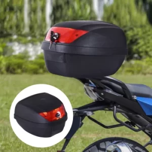 Image of HOMCOM 28L Motorcycle Tail Box W/ 2 Keys-Black/Red