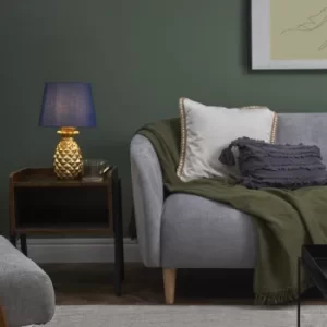 Image of Pineapple Gold Table Lamp with Navy Blue Aspen Shade