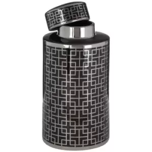 Image of Premier Housewares Daria Large Ceramic Jar - Black/Silver Finish