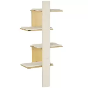 Image of PawHut Four-Layer Cat Shelf Wall-Mounted Cat Tree w/ Cushions Scratching Board