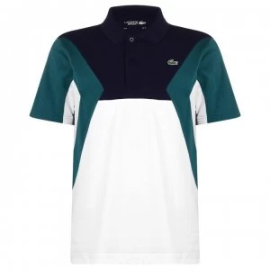 Image of Lacoste Col Short Sleeve Polo Shirt Mens - Wht/Blu/Grn