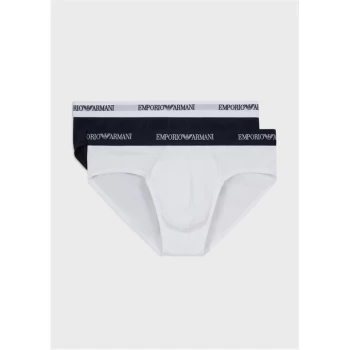 Image of Emporio Armani 2 Pack Essential Briefs White/Blue Size L Men