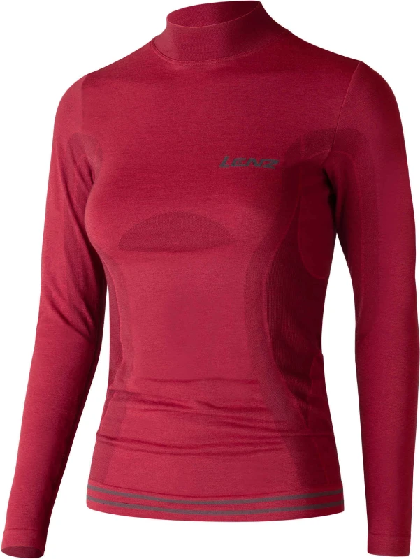 Image of Lenz 6.0 Merino Turtle Neck Ladies Longsleeve Shirt, red, Size L for Women