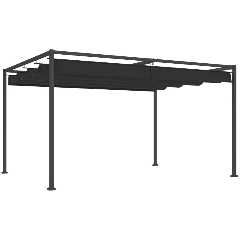 Image of Outsunny 4 x 3m Metal Pergola with Retractable Canopy Roof Pergolas One Size Black 72470403000