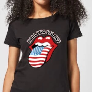 Image of Rolling Stones US Flag Womens T-Shirt - Black