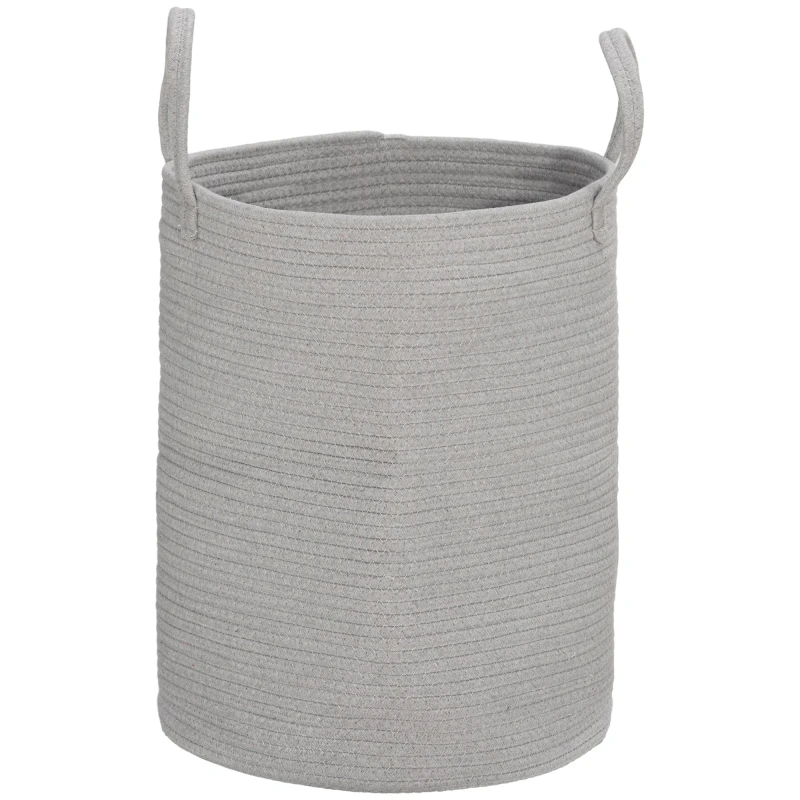Image of HOMCOM HOMCOM 36L Cotton Rope Laundry Basket with Handles for Pillows Clothes Grey 5056725592011