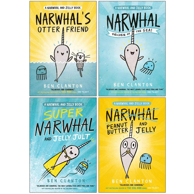 Image of Narwhal and Jelly Series Books 1-4 Collection Set by Ben Clanton (Narwhal's Otter Friend) Ben Clanton Books