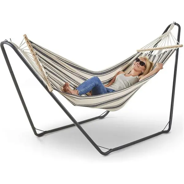 Image of VonHaus Hammock With Metal Frame - Beige One Size