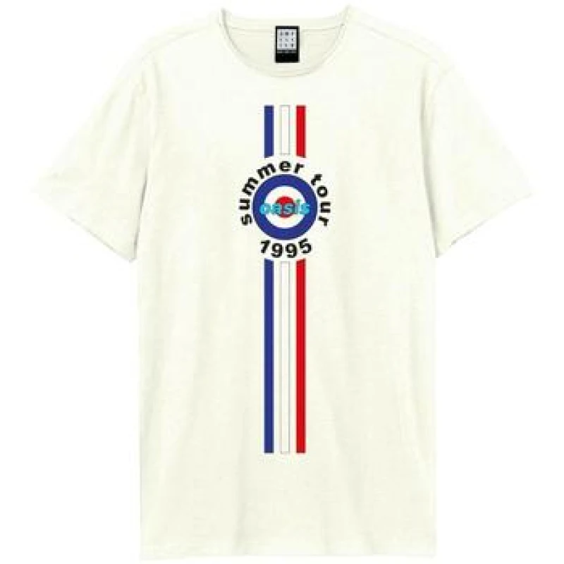 Image of Amplified Amplified Men 1995 Tour Stripes Oasis T-Shirt in White Size: X-Large White XL Male 5063300420263
