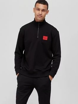 Image of HUGO Durty Quarter Zip Sweatshirt - Black, Size L, Men