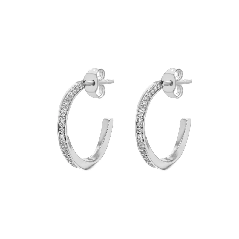 Image of Be You Sterling Silver CZ Twist Tube Hoops Sterling Silver female One Size