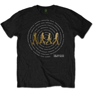 Image of The Beatles - Abbey Road Songs Swirl Unisex Medium T-Shirt - Black