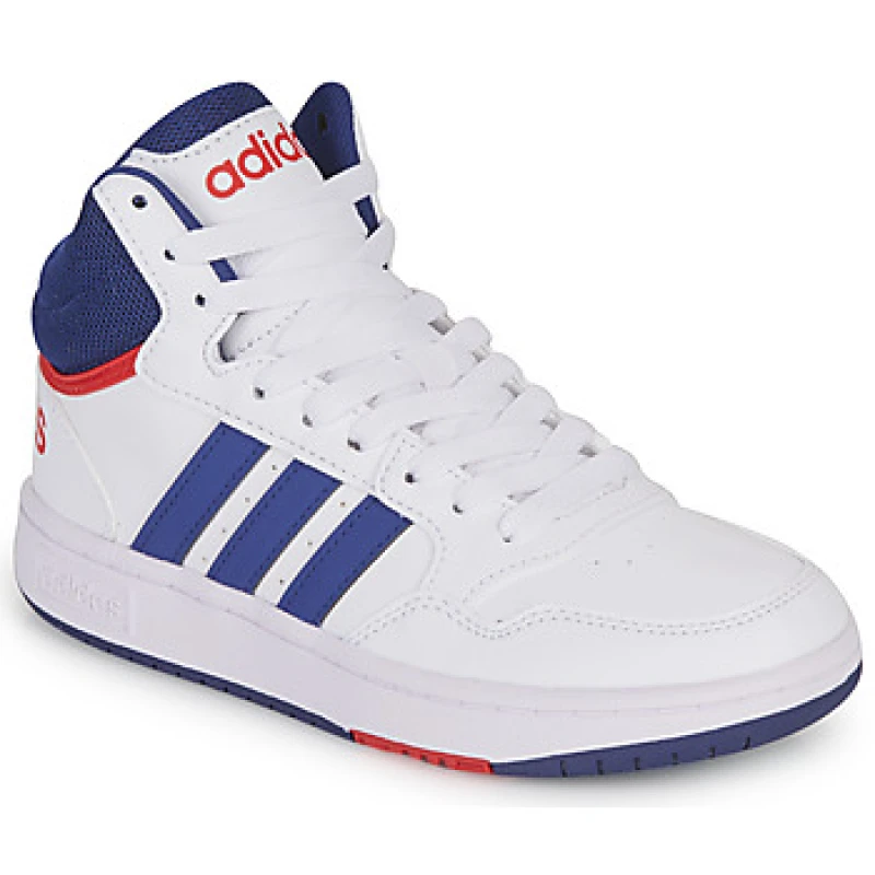Image of adidas white & navy hoops mid 3.0 Boys Youth trainers White/Navy UK 5 (EU 38)