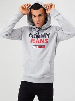 Image of Tommy Jeans Essential Graphic Hoodie - Light Grey Heather