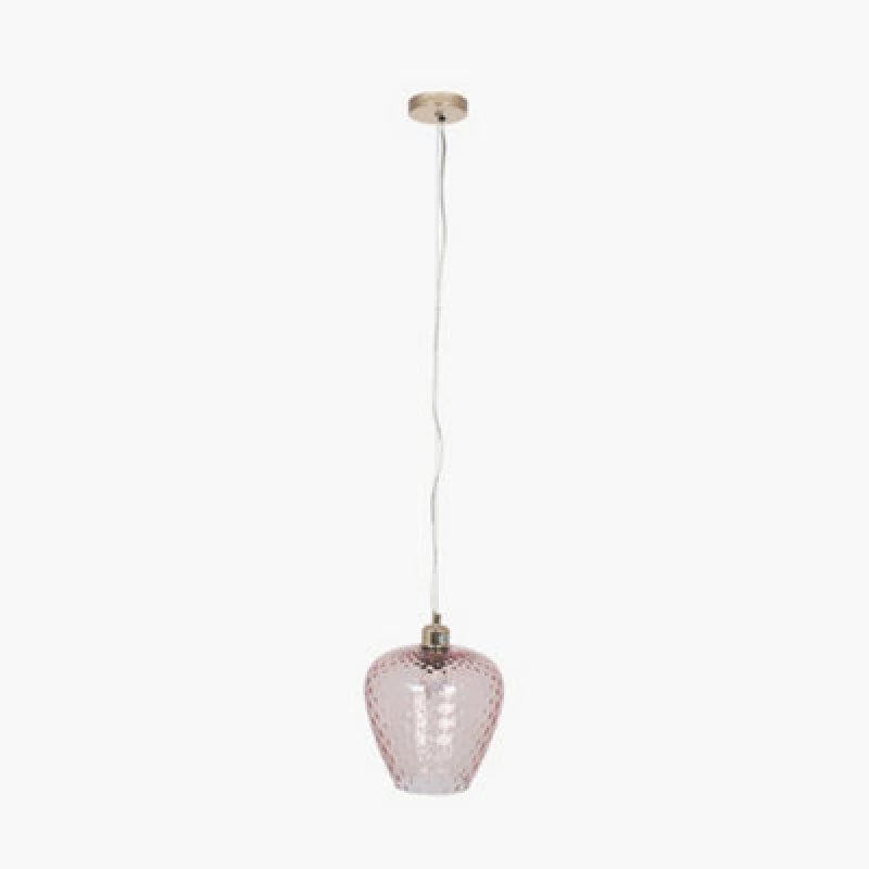 Image of Pacific Lifestyle Almada Textured Rose Coloured Glass Electrified Pendant
