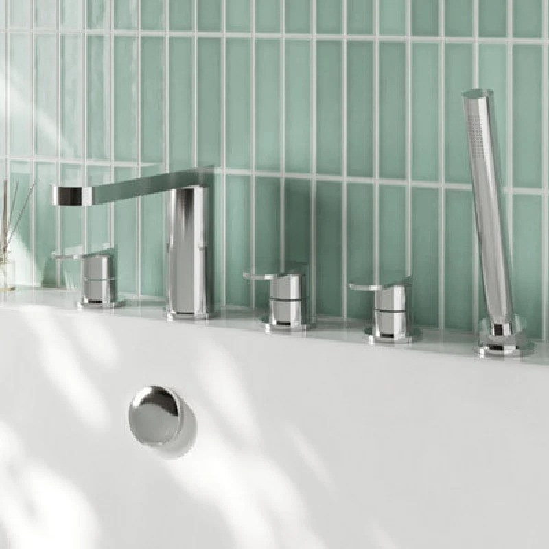 Image of NUIE Nuie - Binsey 5-Hole Pillar Mounted Bath Shower Mixer Tap - Chrome BIN314