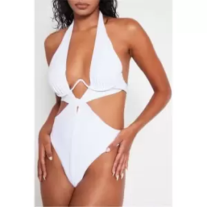 Image of I Saw It First White Monowire Halterneck Swimsuit - White